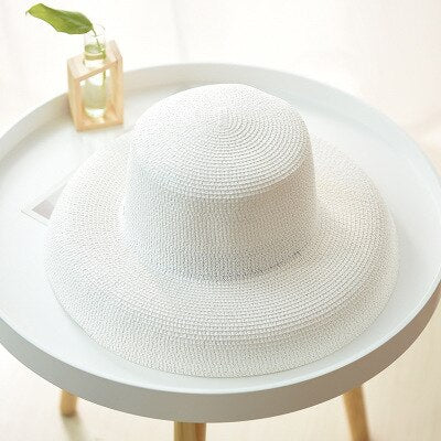Flat Top Big Curled Sun Hat Retro Wild Travel Hat - Urban Caps