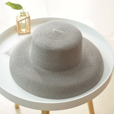 Flat Top Big Curled Sun Hat Retro Wild Travel Hat - Urban Caps