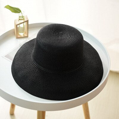Flat Top Big Curled Sun Hat Retro Wild Travel Hat - Urban Caps