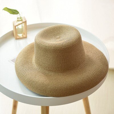 Flat Top Big Curled Sun Hat Retro Wild Travel Hat - Urban Caps