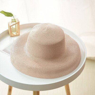 Flat Top Big Curled Sun Hat Retro Wild Travel Hat - Urban Caps