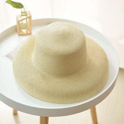 Flat Top Big Curled Sun Hat Retro Wild Travel Hat - Urban Caps