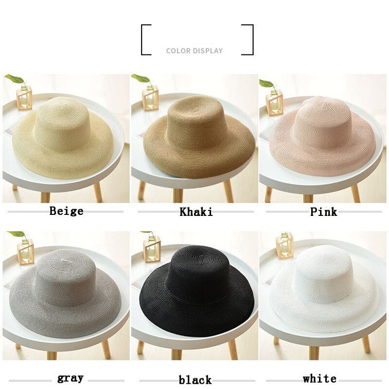 Flat Top Big Curled Sun Hat Retro Wild Travel Hat - Urban Caps