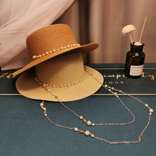 French Retro Pearl Chain Flat Travel Hat - Urban Caps