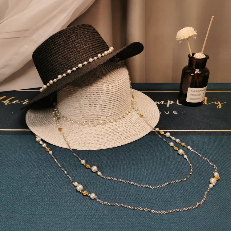 French Retro Pearl Chain Flat Travel Hat - Urban Caps