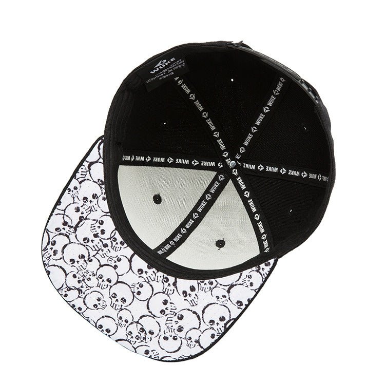 Hip Hop Flat-edge Fashion Skull Embroidery Baseball Cap Flat Cap - Urban Caps