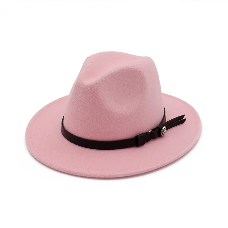 Jazz Flat Brim Felt Straight Brim Hat Fedoras Hat - Urban Caps