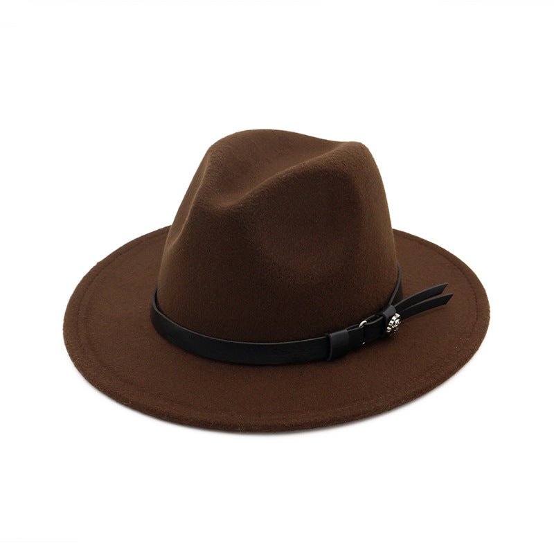 Jazz Flat Brim Felt Straight Brim Hat Fedoras Hat - Urban Caps