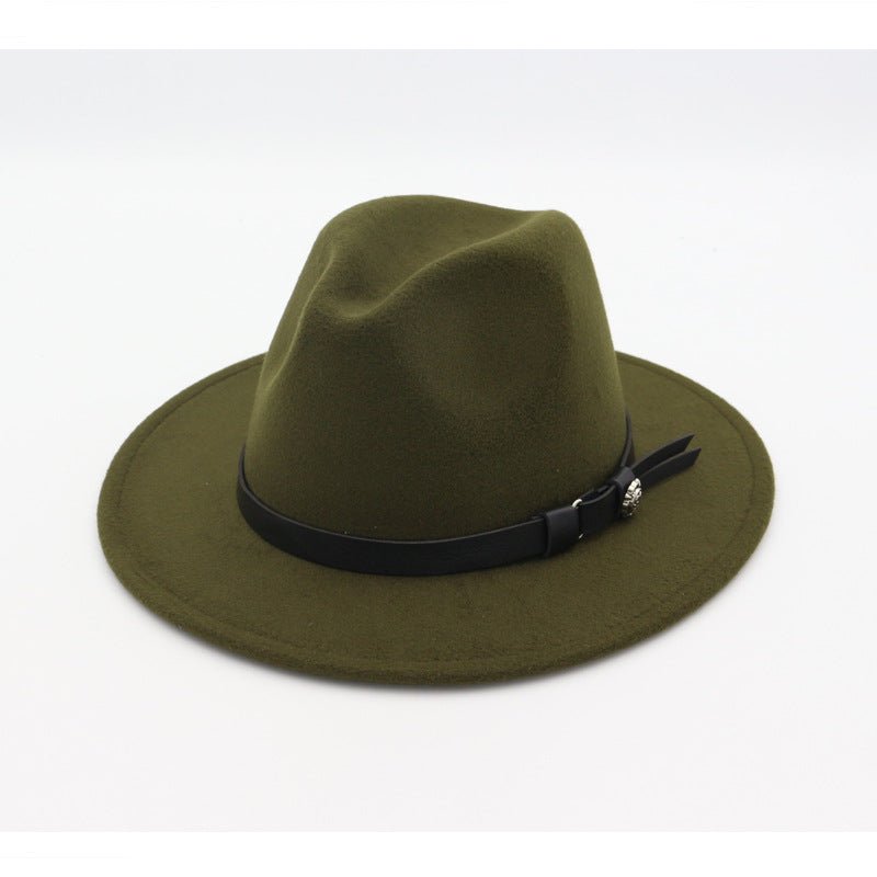 Jazz Flat Brim Felt Straight Brim Hat Fedoras Hat - Urban Caps