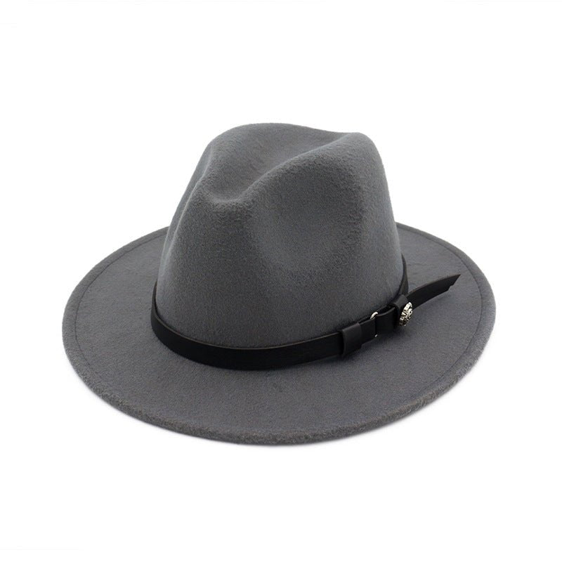 Jazz Flat Brim Felt Straight Brim Hat Fedoras Hat - Urban Caps