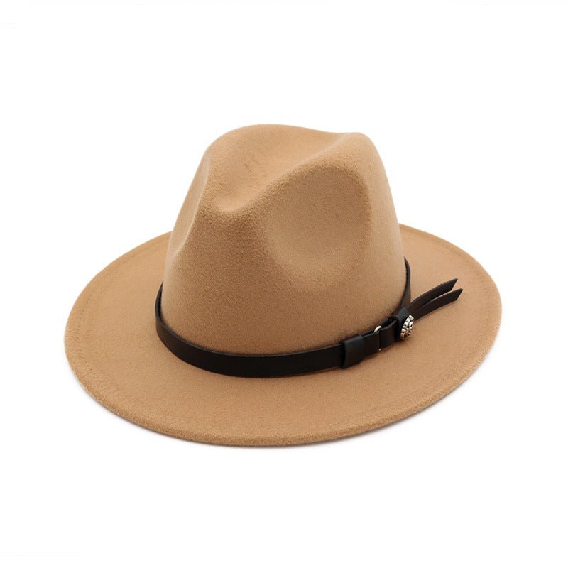 Jazz Flat Brim Felt Straight Brim Hat Fedoras Hat - Urban Caps