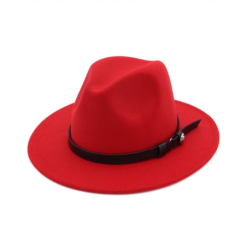 Jazz Flat Brim Felt Straight Brim Hat Fedoras Hat - Urban Caps