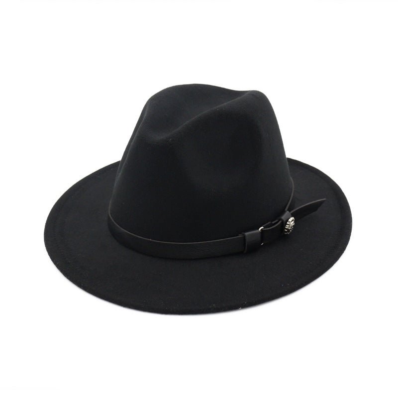 Jazz Flat Brim Felt Straight Brim Hat Fedoras Hat - Urban Caps