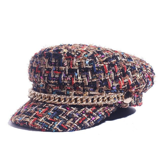 Ladies Peaked Cap Octagonal Cap Fashion Military Cap Flat Cap - Urban Caps