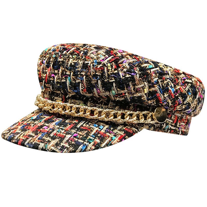 Ladies Peaked Cap Octagonal Cap Fashion Military Cap Flat Cap - Urban Caps
