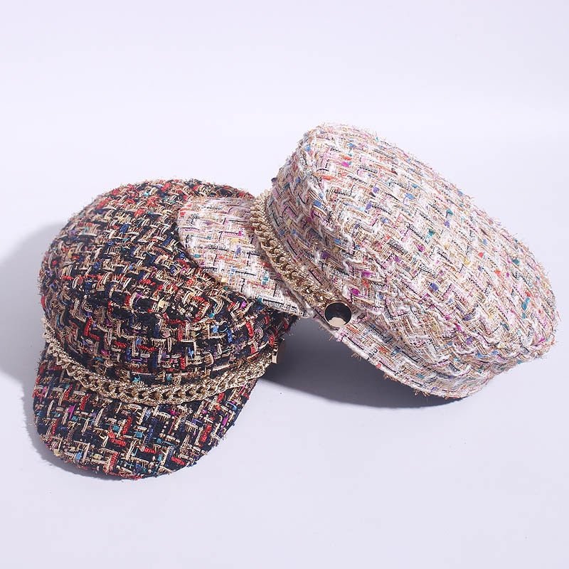 Ladies Peaked Cap Octagonal Cap Fashion Military Cap Flat Cap - Urban Caps