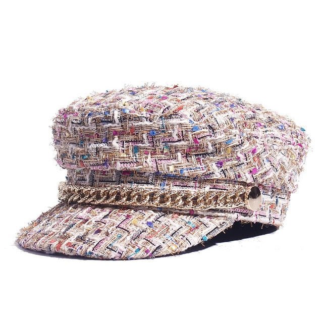 Ladies Peaked Cap Octagonal Cap Fashion Military Cap Flat Cap - Urban Caps