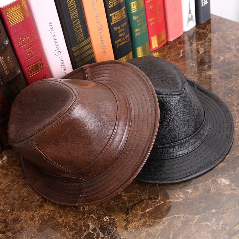 Men And Women Leather Tycoon Jazz Hat Fedoras Hat - Urban Caps