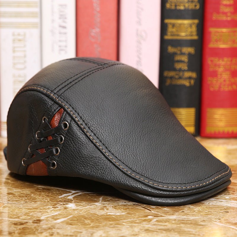 Men's Leather Cap Flat Cap - Urban Caps