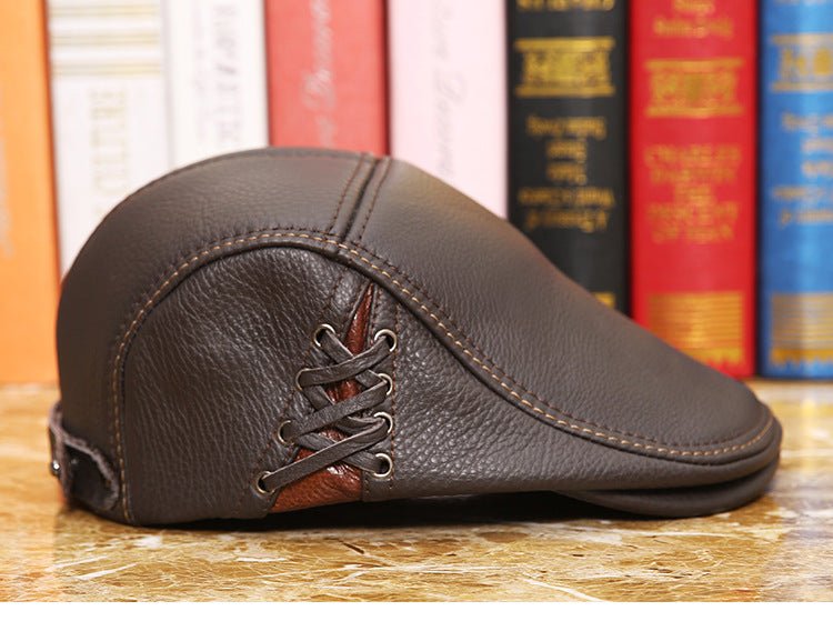 Men's Leather Cap Flat Cap - Urban Caps