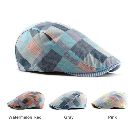 Peaked Cap Women British Checkered Beret Flat Cap - Urban Caps