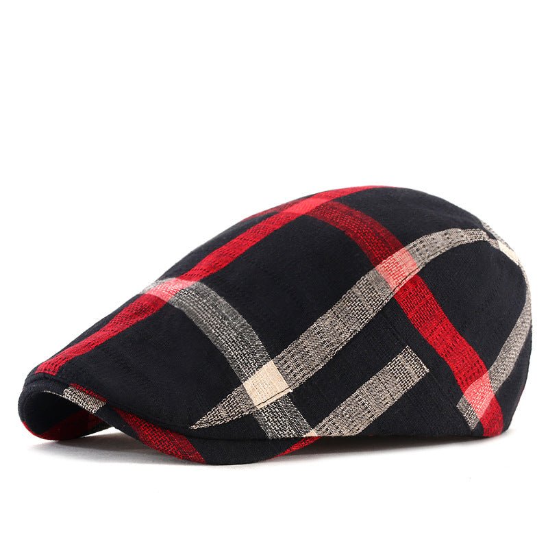 Plaid Sunscreen Flat Cap - Urban Caps