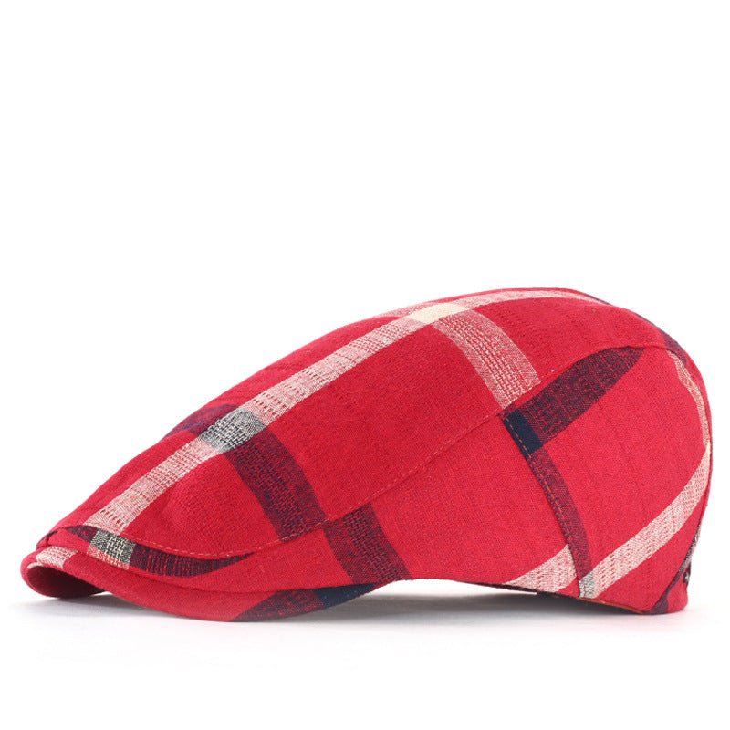 Plaid Sunscreen Flat Cap - Urban Caps