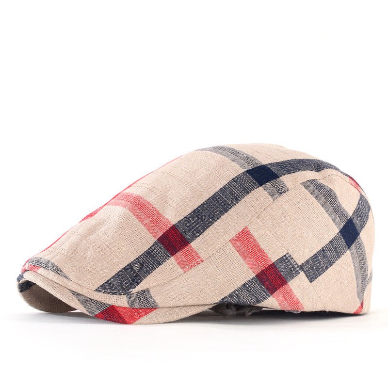 Plaid Sunscreen Flat Cap - Urban Caps