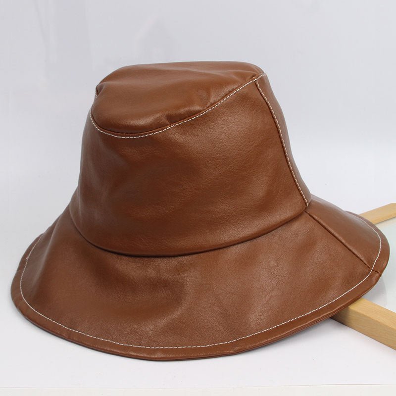 PU Big Brim Fisherman Hat Soft Leather Cowboy Hat - Urban Caps