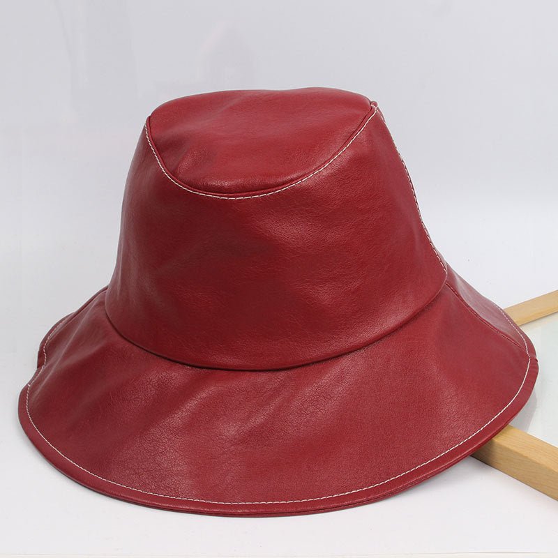 PU Big Brim Fisherman Hat Soft Leather Cowboy Hat - Urban Caps