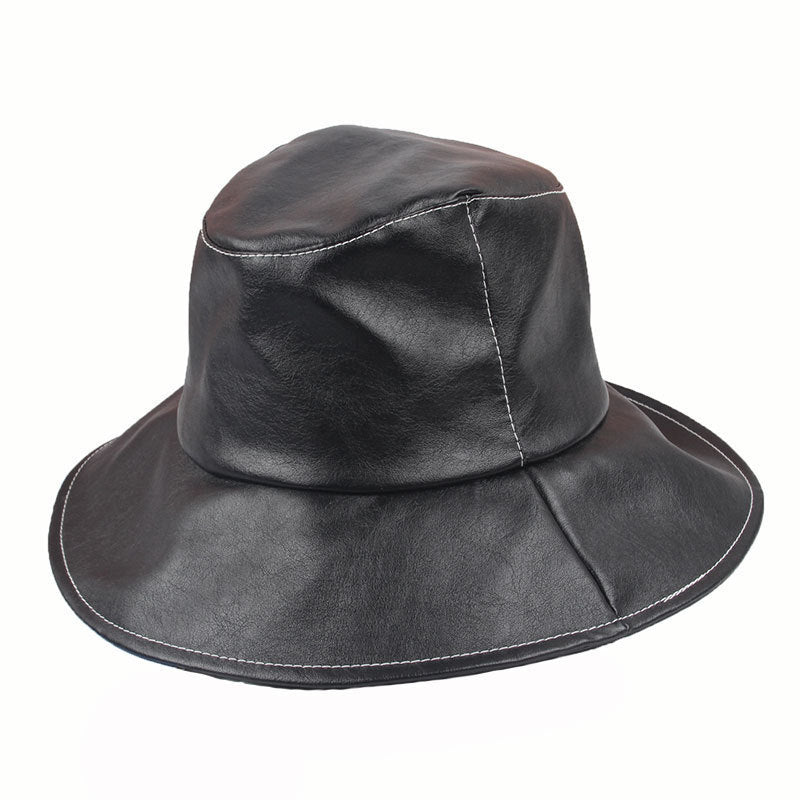 PU Big Brim Fisherman Hat Soft Leather Cowboy Hat - Urban Caps