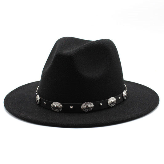 Retro Top Hat With Metal Belt Jazz Hat Fedoras Hat - Urban Caps