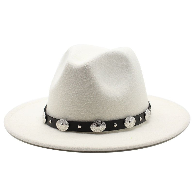 Retro Top Hat With Metal Belt Jazz Hat Fedoras Hat - Urban Caps