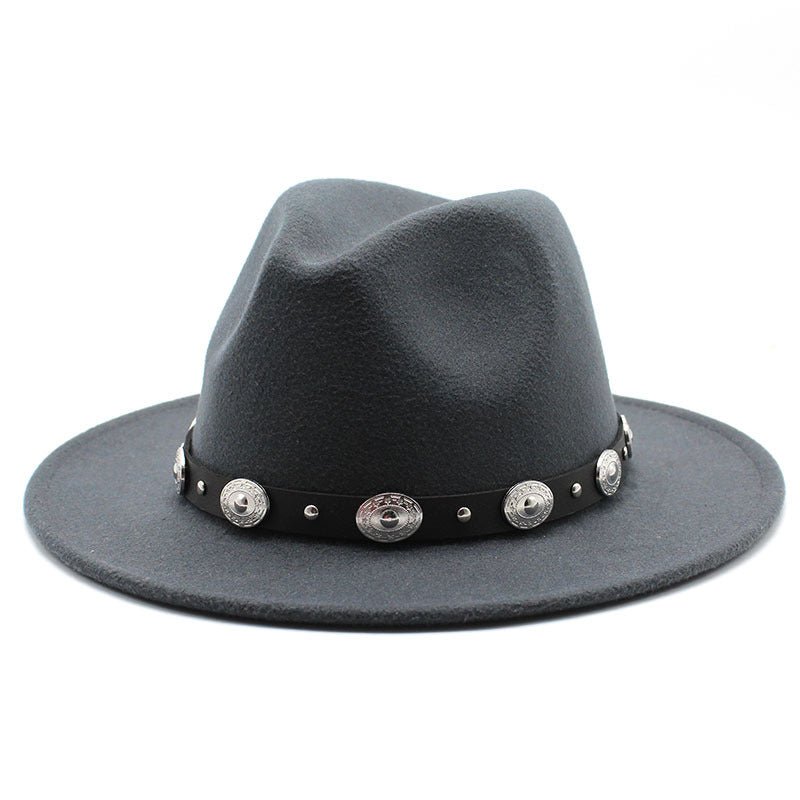 Retro Top Hat With Metal Belt Jazz Hat Fedoras Hat - Urban Caps