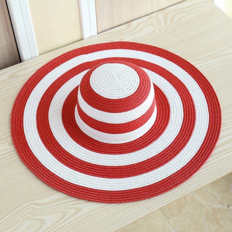 Striped Beach Hat Sun Visor Straw Hat - Urban Caps