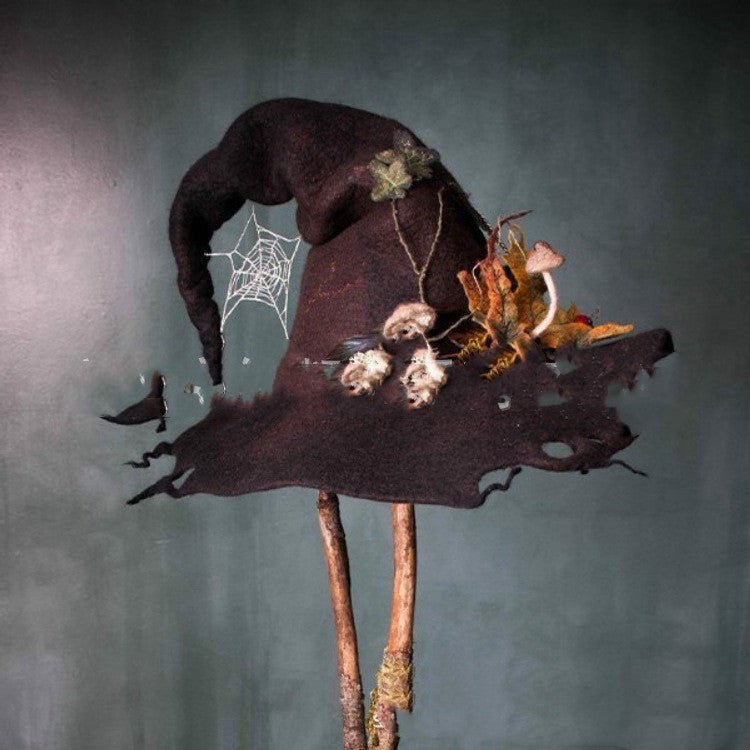 Women Modern Witch Hat Costume Pointed Wool Felt Halloween Party Hats Witch Hat - Urban Caps