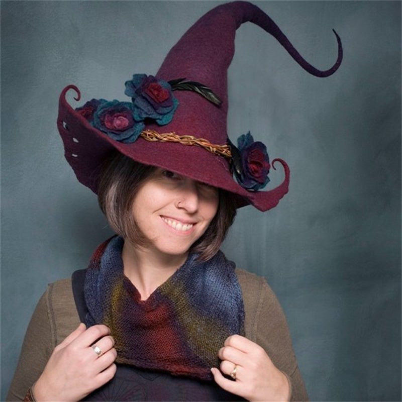 Women Modern Witch Hat Costume Pointed Wool Felt Halloween Party Hats Witch Hat - Urban Caps