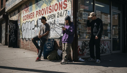 Urban youth wearing different streetwear hats