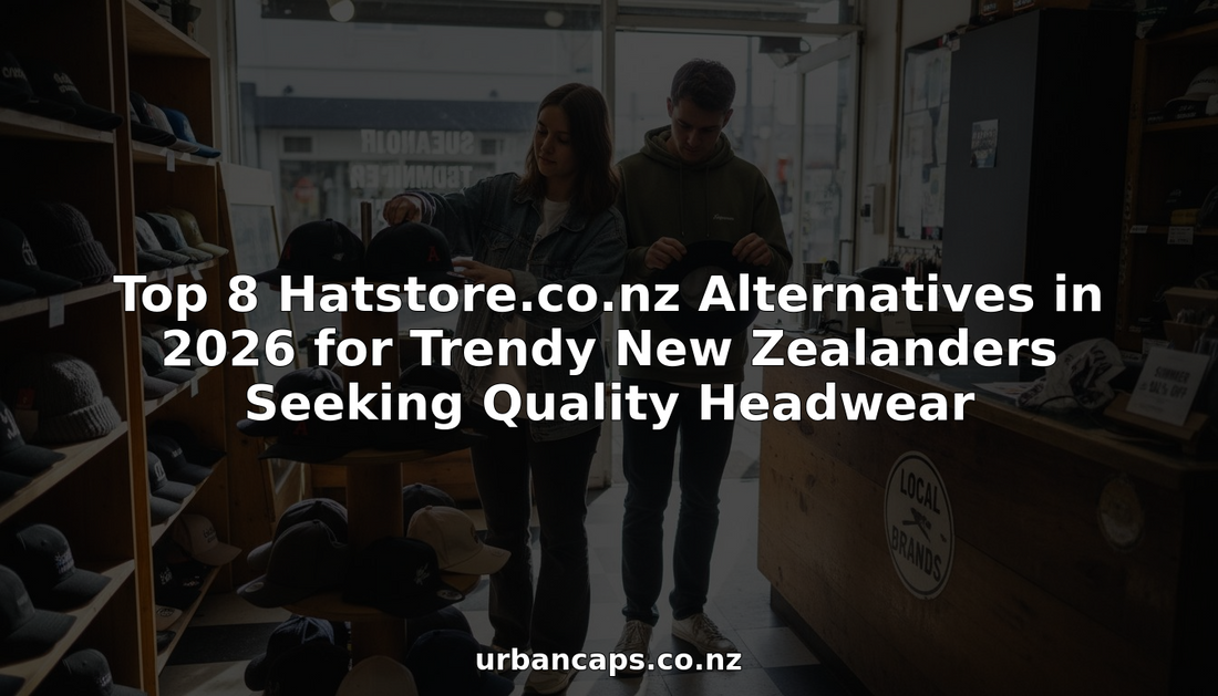 Young shoppers choosing headwear in New Zealand