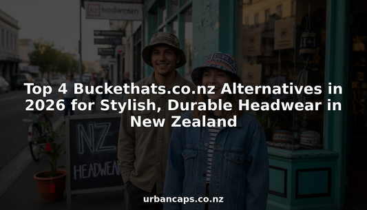 Pair modeling stylish durable bucket hats NZ