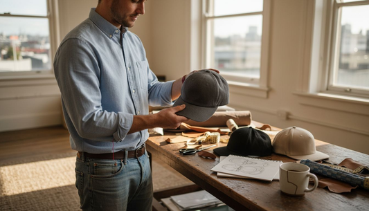 Man choosing among several cap styles