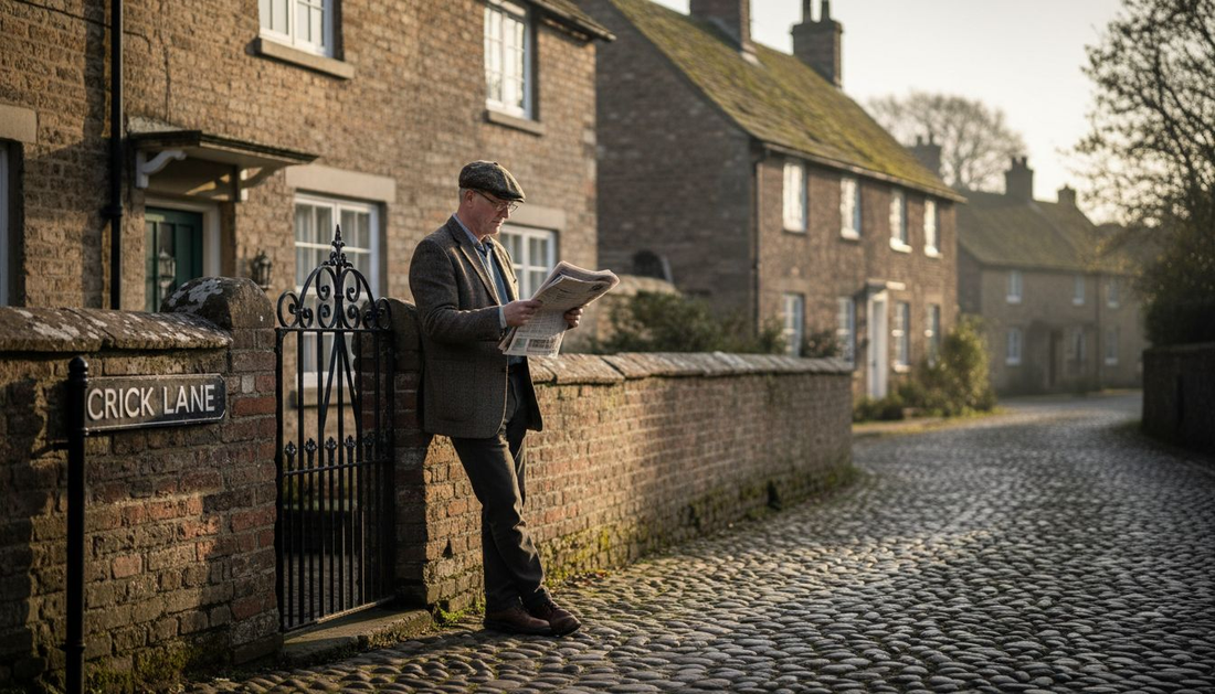 Man in flat cap on English street