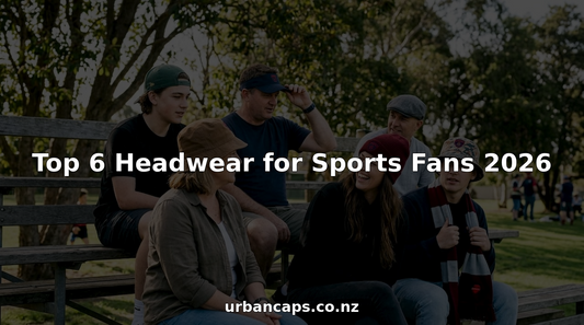 Sports fans in New Zealand wearing various headwear