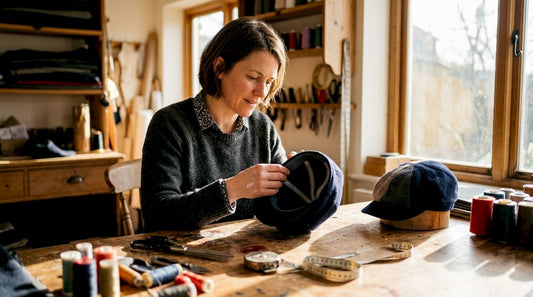 Artisan inspecting premium cap interior details
