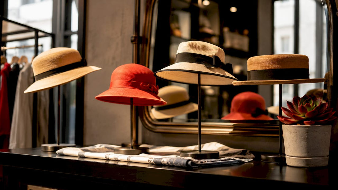 Display of various stylish alternative hats