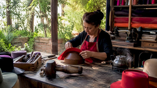 Artisan handcrafting a wool felt hat