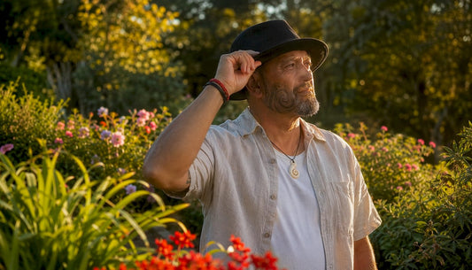 Maori man outdoors wearing heritage hat