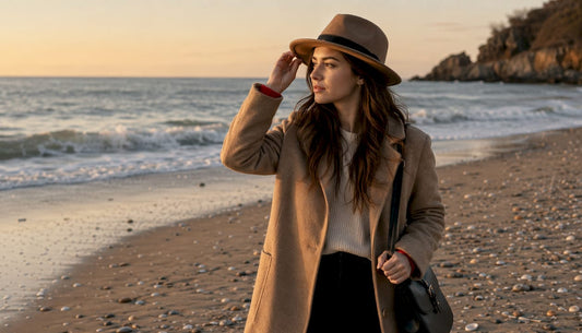 Woman outdoors styling fedora hat