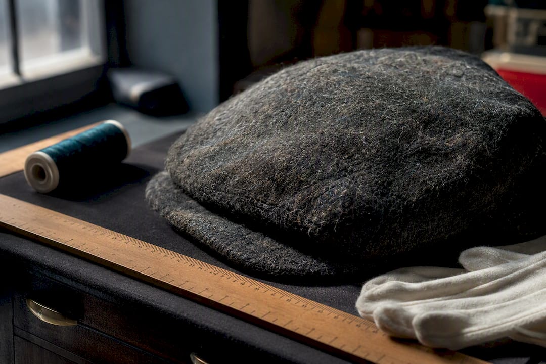 Close detail of historic felted wool cap