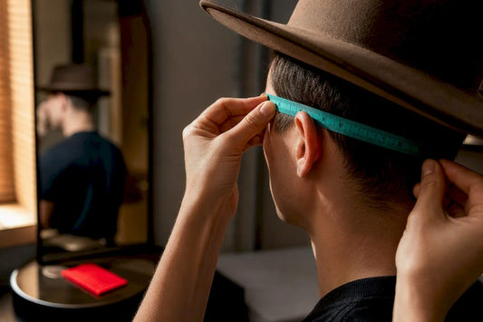 Hands measuring head for wide brim hat